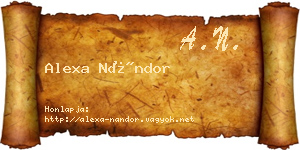 Alexa Nándor névjegykártya