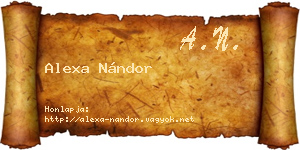 Alexa Nándor névjegykártya